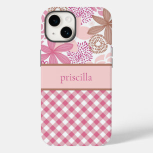Personalised Flowers and Plaid Phone Case