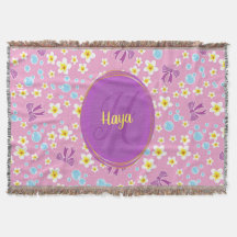 personalised flowers, bow and bubbles pattern