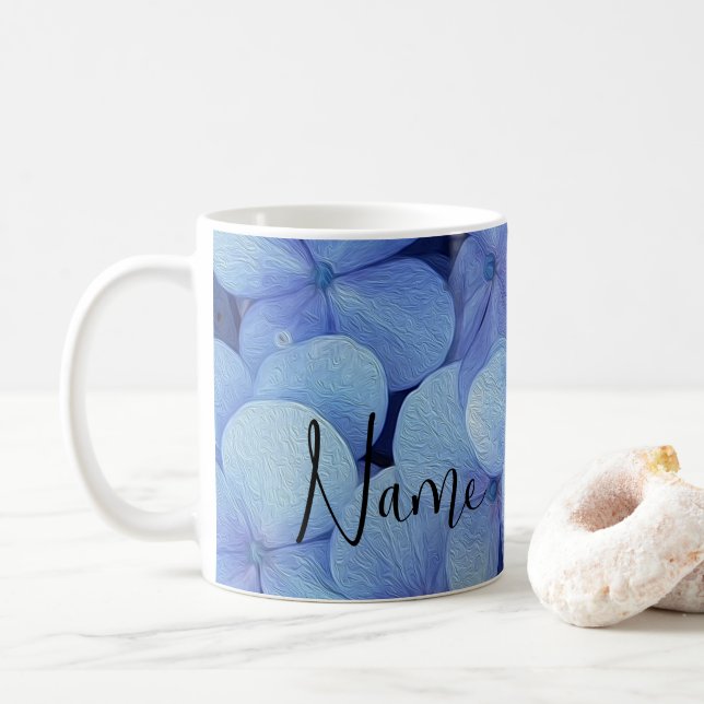Personalised Flowers Floral Design Coffee Mug (With Donut)