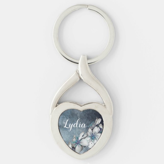 Personalised Flowers Key Ring (Front)