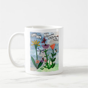 Personalised Flowers Musical Notes and Joy Artwork Coffee Mug