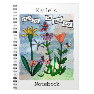 Personalised Flowers Musical Notes and Joy Artwork Notebook
