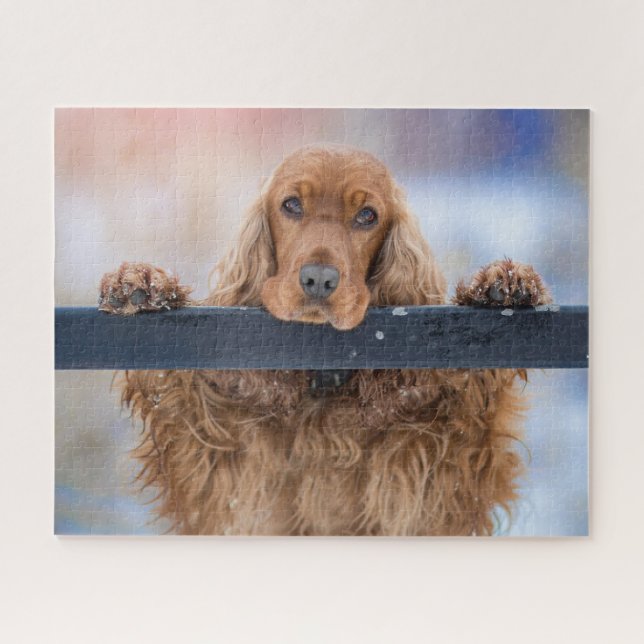 Personalised Fluffy Brown Cocker Spaniel Dog Jigsaw Puzzle (Horizontal)