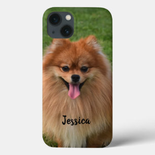 Personalised Fluffy Brown Pomeranian Puppy Dog iPhone 13 Case