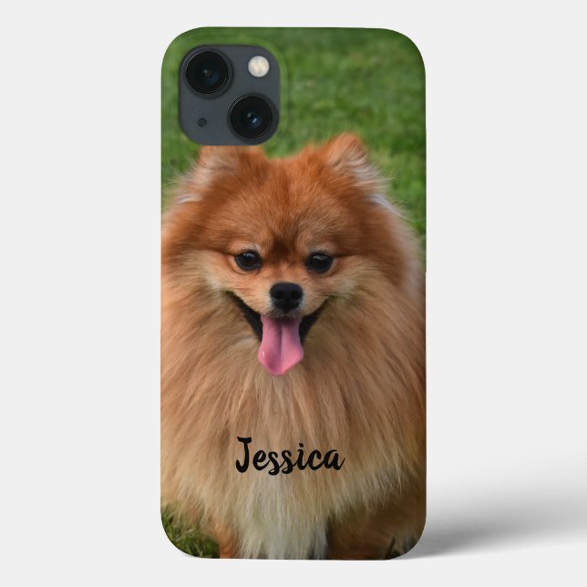 Personalised Fluffy Brown Pomeranian Puppy Dog Case-Mate iPhone Case (Back)