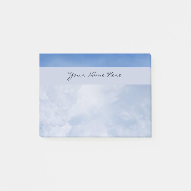 Personalised Fluffy Clouds and Blue Sky Post-it Notes (Front)