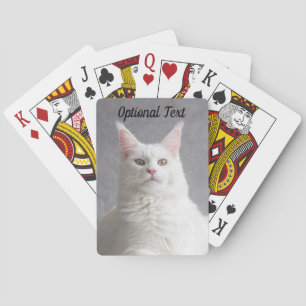 Personalised Fluffy White Maine Coon Cat Playing Cards