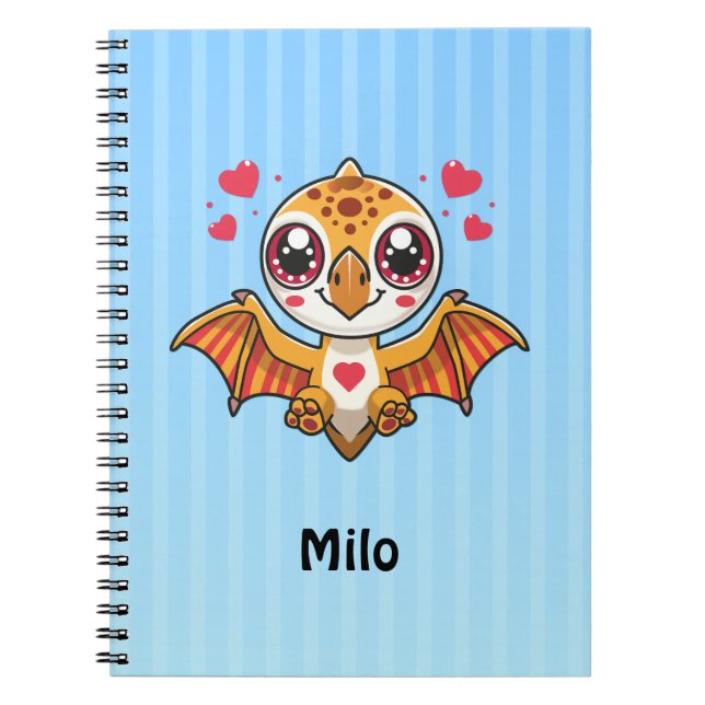 Personalised Flying Dinosaur Notebook – Add Name (Front)