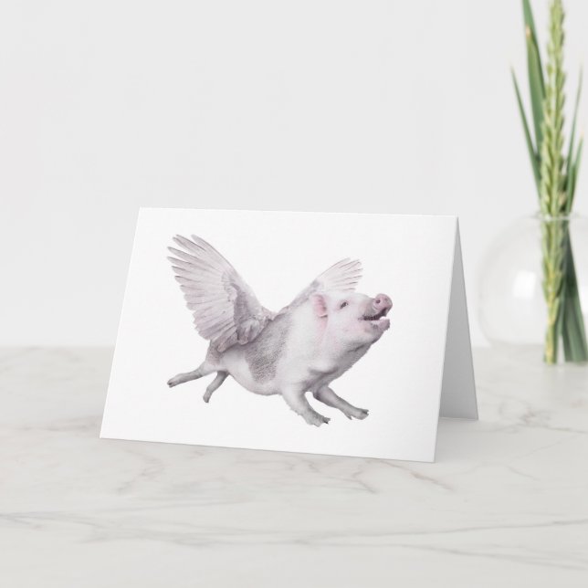 Personalised Flying Pig Birthday or Any Day Card (Front)