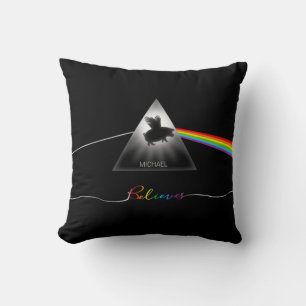 Personalised Flying Pig Through Prism Cushion