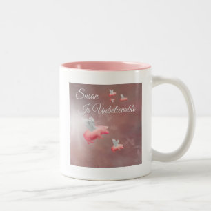 Personalised Flying Pig Two-Tone Coffee Mug