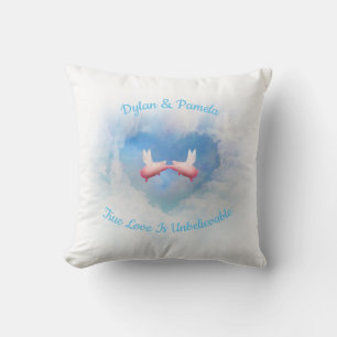 Personalised Flying Pigs In Love Pillow