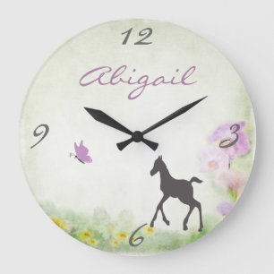 Personalised Foal and Butterfly Wall Clock