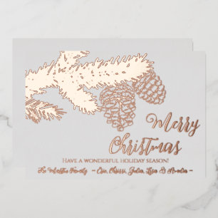 Personalised FOIL Merry Christmas Card w/ Pinecone
