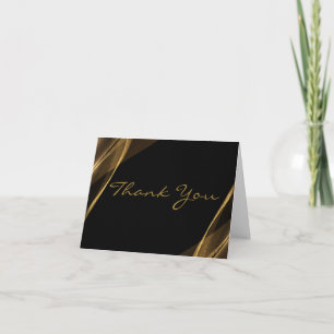 Personalised Folded Black and Gold Thank You Card