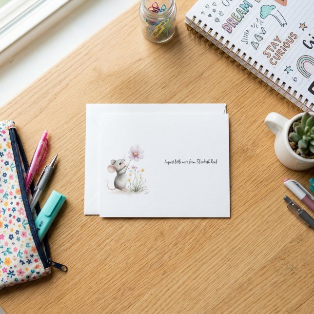 Personalised Folded Note Card Watercolor Mouse (Creator Uploaded)