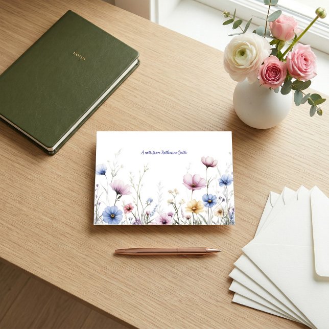 Personalised Folded Note Cards Watercolor Flowers (Creator Uploaded)