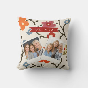 Personalised Folk Scandi Boho Vintage Floral  Cushion