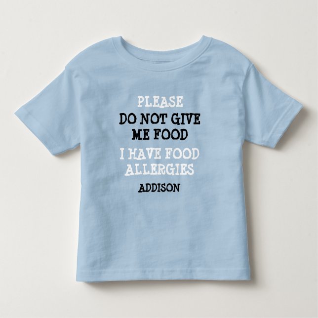 Personalised Food Allergy Alert Shirt (Front)
