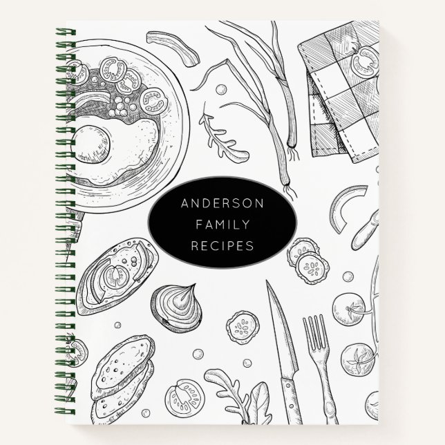 Personalised Food Drawing Recipe Notebook (Front)