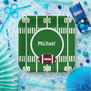 Personalised Football 50 Yard Line Paper Plate