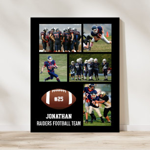 Personalised Football 5 Photo Collage Name Team # Poster