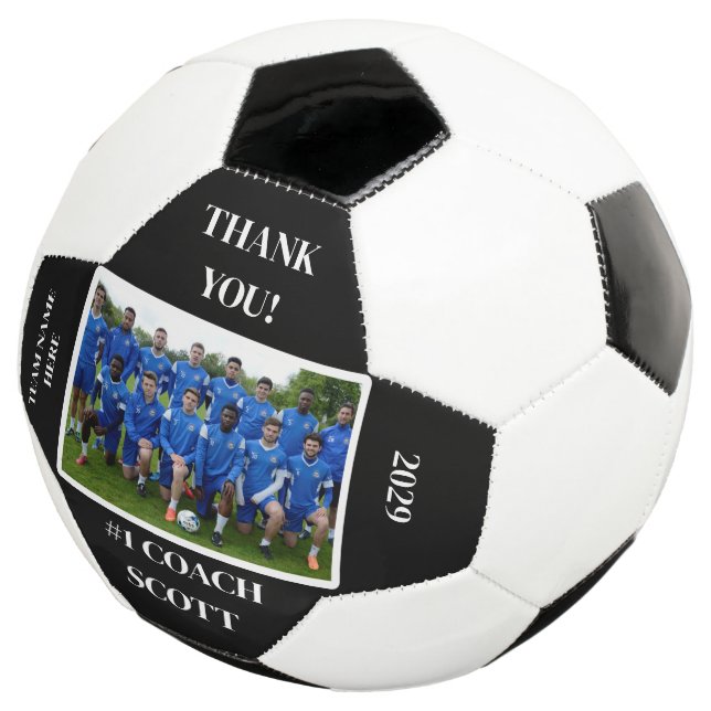 Personalised Football Coach Team Photo Thank You Soccer Ball (Three Quarter)