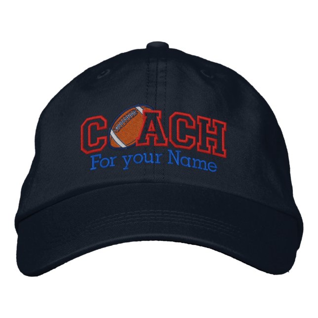 Personalised Football Coach with your name Embroidered Hat (Front)