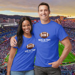 Personalised Football Design Name, Number, Team T-Shirt<br><div class="desc">This personalised football design features an American football with a jersey number and one or two lines of custom text - player's name, school name, team name, etc. Perfect for high school, youth or college player or football fans. Show your school spirit and love of football with a customised football...</div>