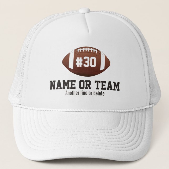 Personalised Football Design Name, Number, Team Trucker Hat (Front)
