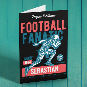 Personalised Football Fanatic Retro Birthday Card