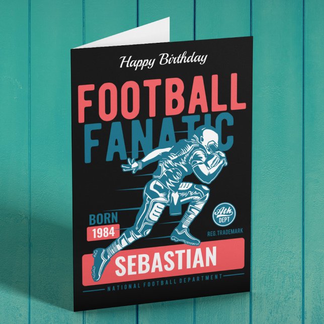 Personalised Football Fanatic Retro Birthday Card (Creator Uploaded)