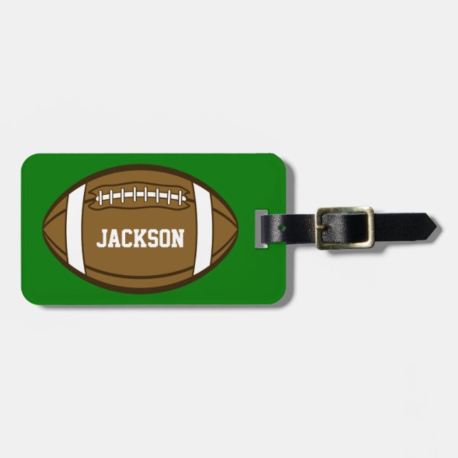Personalised Football for Boys who love Sports Luggage Tag (Front Horizontal)