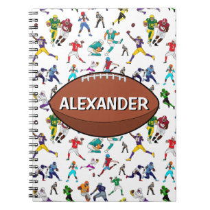 Personalised Football Illustrations Pattern Notebook