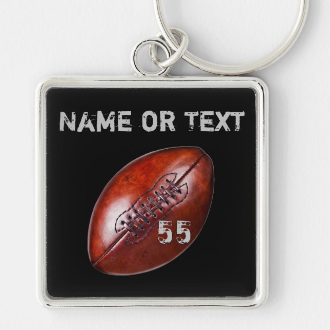 Personalised Football Keychains, Vintage Grunge Key Ring (Front)