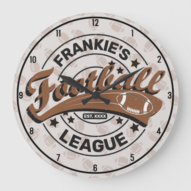 Personalised Football League Player Game Large Clock (Front)