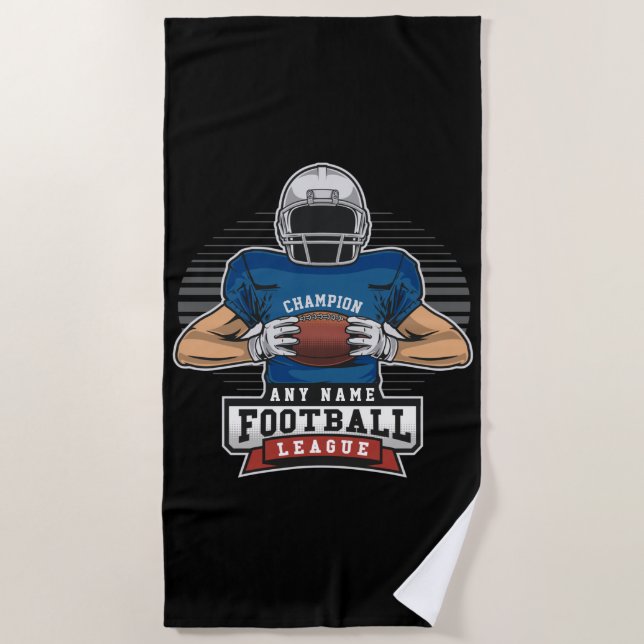 Personalised Football League Player Team Champ  Beach Towel (Front)
