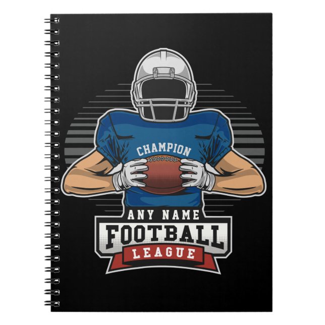 Personalised Football League Player Team Champ  Notebook (Front)