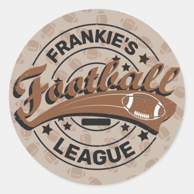 Personalised Football League Player Team Classic Round Sticker (Front)