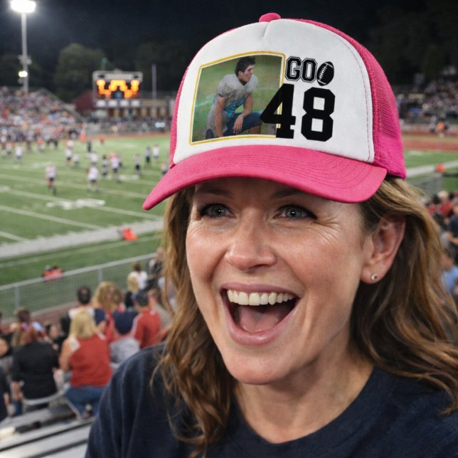 Personalised Football Mum Trucker Hat (Support your favorite football player.  Not shown to scale. Image is for example purposes only.)