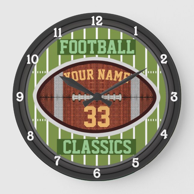 Personalised Football Name and Number 3.0 Large Clock (Front)