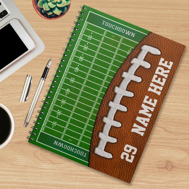 Personalised Football Notebooks Your NAME, NUMBER ( Football Notebook. Football school stuff. Gifts for Football lovers. Sports related school items. )