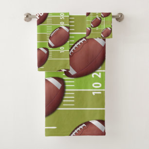 Personalised Football Pattern on Sports Field Bath Towel Set