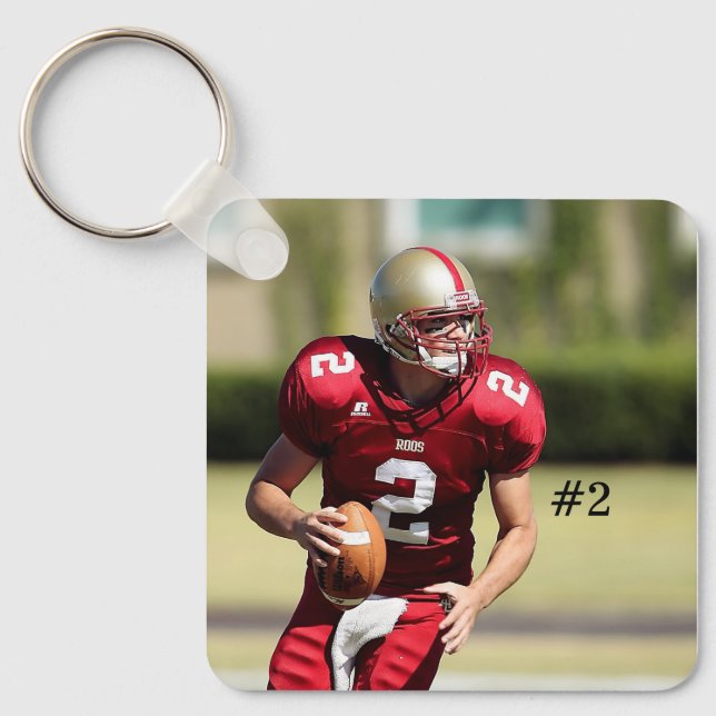 Personalised Football Photo and Number Key Ring (Front)