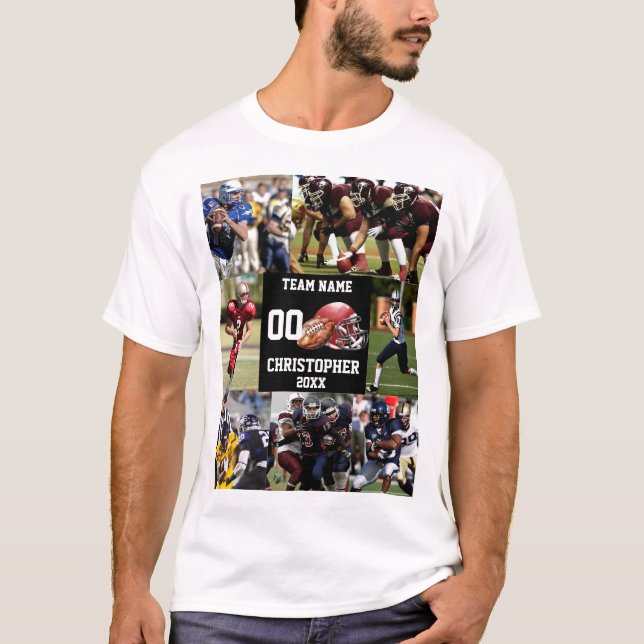 Personalised Football Photo Collage Sports  T-Shirt (Front)