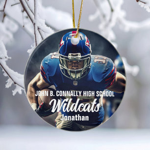 Personalised Football Player Photo High School Ceramic Ornament