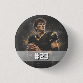 Personalised Football Player Photo & Number 3 Cm Round Badge