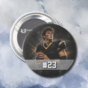 Personalised Football Player Photo & Number  3 Cm Round Badge