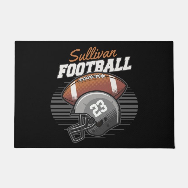 Personalised Football Player Team Number Helmet  Doormat (Front)