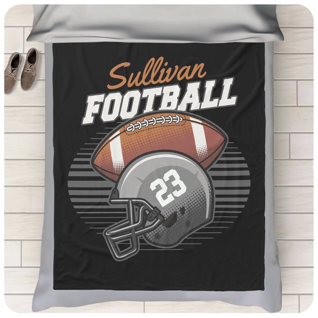Personalised Football Player Team Number Helmet  Fleece Blanket (Creator Uploaded)